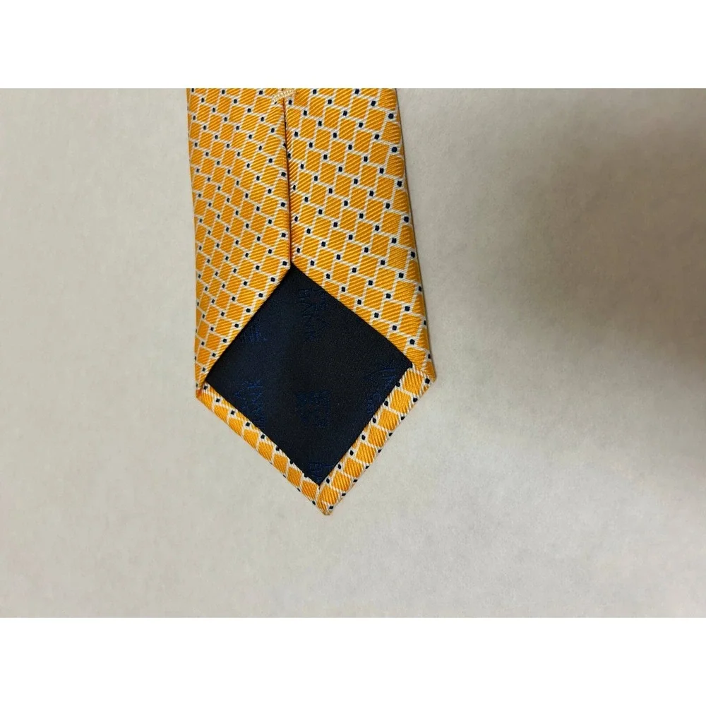 Jos. A. Bank Necktie Mens One‎ Size Yellow 100% Silk Square Geometric Designer